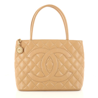 Chanel Medallion Tote Quilted Caviar Neutral 2935402