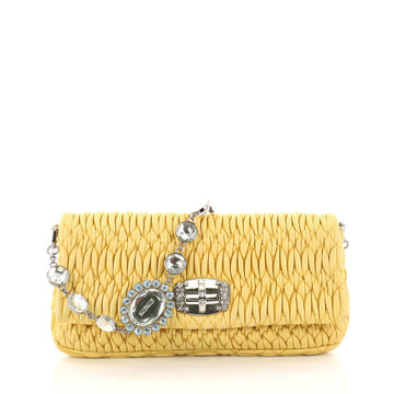 Miu Miu Crystal Clutch Matelasse Leather Medium Yellow 2935605