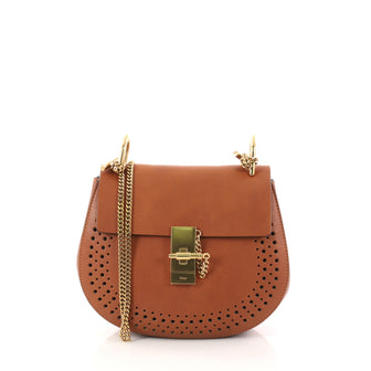 Chloe Drew Crossbody Bag Perforated Leather Small Brown 2936001