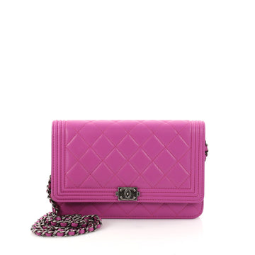 Chanel Boy Wallet on Chain Quilted Lambskin Purple 2936102