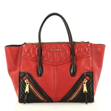 Miu Miu Biker Convertible Tote Leather Medium Red 2936303