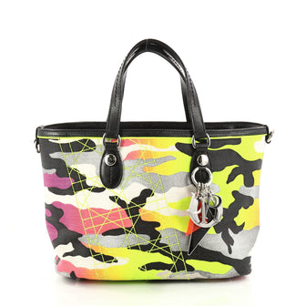 Christian Dior Open Tote Limited Edition Anselm Reyle Camouflage Canvas Medium Yellow 2936802