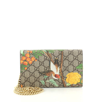 Gucci Chain Wallet Tian Print GG Coated Canvas Brown 2937001
