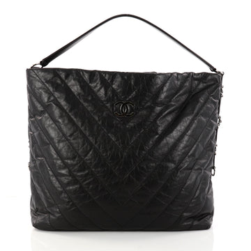 Chanel Big Bang Hobo Chevron Aged Calfskin Large Black 2937101