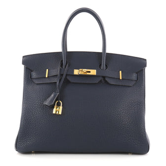Hermes Birkin Handbag Blue Fjord with Gold Hardware 35 2937401