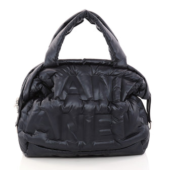 Chanel Doudoune Bowling Bag Embossed Nylon Large Blue 2938201