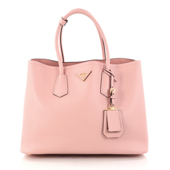Prada Cuir Double Tote Saffiano Leather Medium Pink 2940406