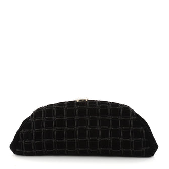 Chanel Timeless Clutch Velvet with Woven Leather Black 2940802