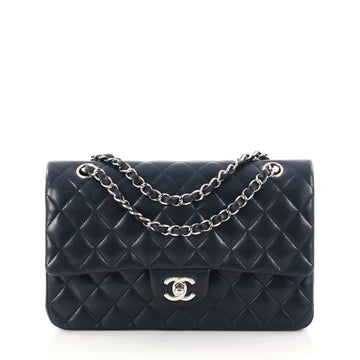 Chanel Classic Double Flap Bag Quilted Lambskin Medium Blue 2941001