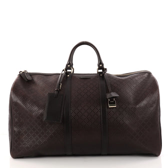 Gucci Bright Carry On Duffle Bag Diamante Leather Large Brown 2942801