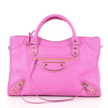Balenciaga City Classic Metallic Edge Handbag Leather Medium Pink 2943803