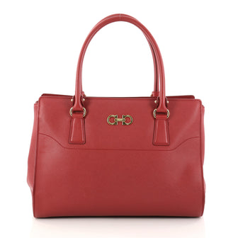 Salvatore Ferragamo Beky Handbag Saffiano Leather Medium Red 2944003