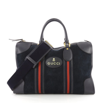 Gucci Web Convertible Duffle Bag Suede Medium