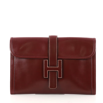 Hermes Jige Clutch Box Calf PM Red 2948502