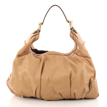 Gucci Jockey Hobo Leather Large Brown 2950101