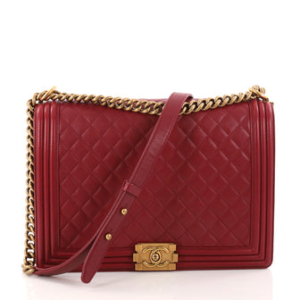 Chanel Boy Flap Bag Quilted Calfskin Large Red 2951001