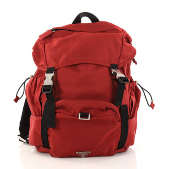 Prada 2-in-1 Double Buckle Belt Bag Backpack Tessuto Red 2951403