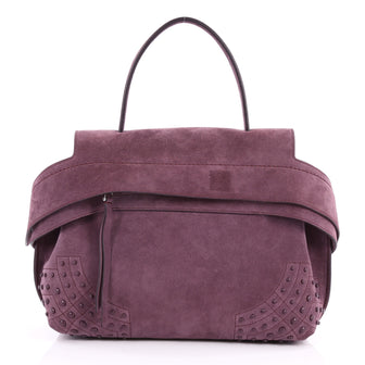 Tod's Studded Convertible Wave Bag Suede Medium Purple 2952101