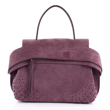Tod's Studded Convertible Wave Bag Suede Medium Purple 2952101