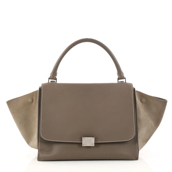 Celine Trapeze Handbag Leather Medium Neutral 2952701