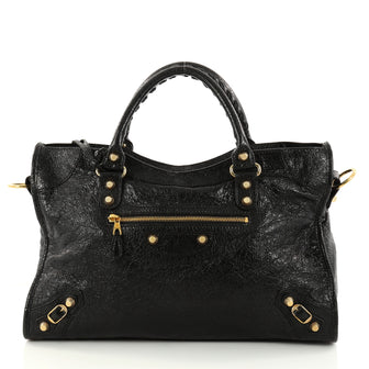 Balenciaga City Giant Studs Handbag Leather Medium Black 2959802