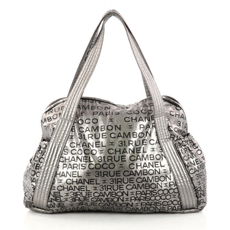 Chanel Unlimited Bowling Bag Printed Nylon Large Silver 2960001