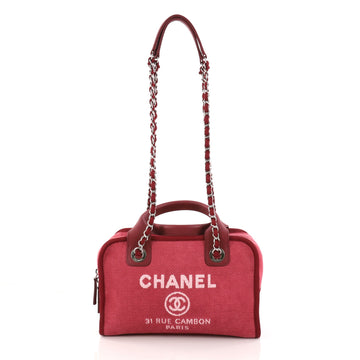 Chanel Deauville Bowling Bag Canvas Small Red 2960008