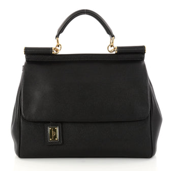 Dolce & Gabbana Soft Miss Sicily Handbag Leather Medium Black 2960602