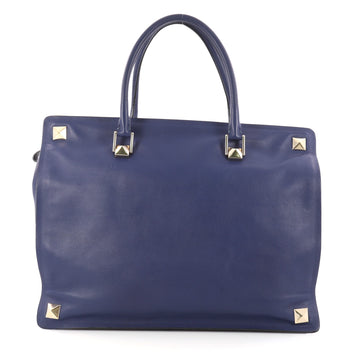 Valentino Rockstud Four Corner Tote Leather Large Blue 2963301