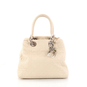 Christian Dior Lady Dior Soft Tote Cannage Quilt Lambskin Medium White 2965001