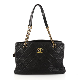 Chanel CC Crown Tote Quilted Leather Medium Black 2965601