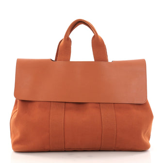 Hermes Valparaiso Handbag Toile and Leather MM Orange 2967603
