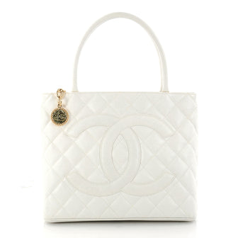 Chanel Medallion Tote Quilted Caviar White 2968003