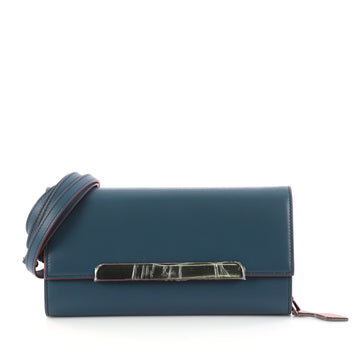 Christian Louboutin Rougissime Wallet on Strap Leather Blue 2969101