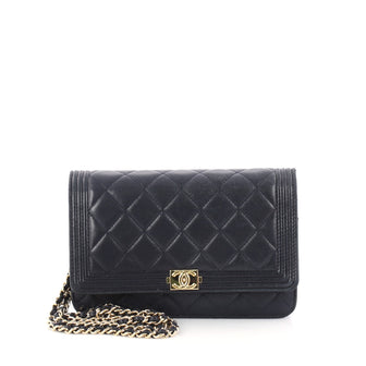 Chanel Boy Wallet on Chain Quilted Lambskin Blue 2970401