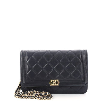 Chanel Boy Wallet on Chain Quilted Lambskin Blue 2970401