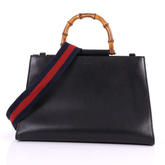 Gucci Nymphaea Top Handle Bag Leather Medium Black 2971102