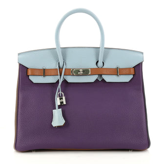 Hermes Birkin Handbag Arlequin Clemence 35 Purple 2971701