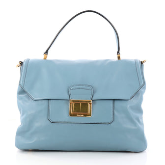 Miu Miu Convertible Flap Top Handle Bag Vitello Soft Medium Blue 2973001