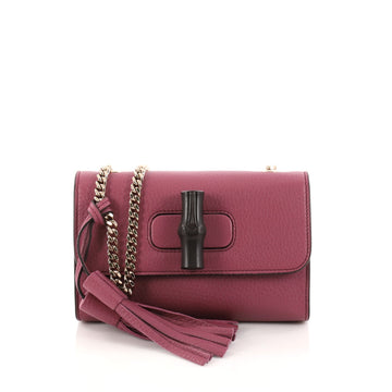 Gucci Miss Bamboo Shoulder Bag Leather Small Purple 2973302