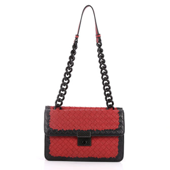 Bottega Veneta Glass Shoulder Bag Intrecciato Nappa with Snakeskin Small Red 2973901
