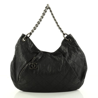 Chanel Coco Pleats Hobo Quilted Calfskin Large Black 2974003