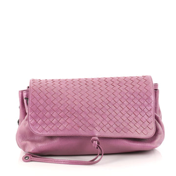 Bottega Veneta Accordion Flap Messenger Leather with Intrecciato Medium Purple 2975302