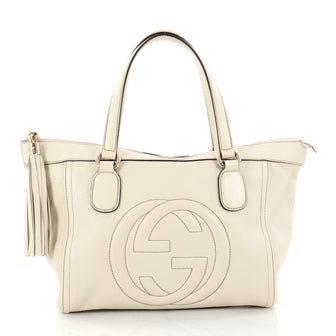 Gucci Soho Zip Tote Leather Small White 2976801