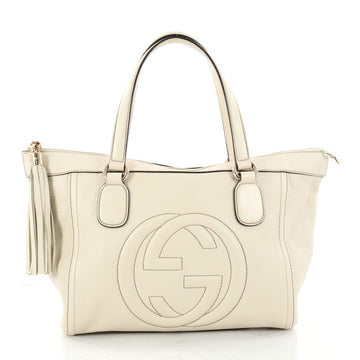 Gucci Soho Zip Tote Leather Small White 2976801