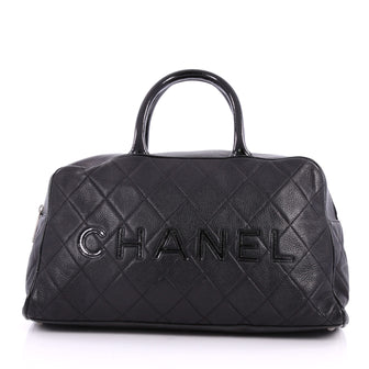 Chanel Vintage Logo Bowler Bag Leather with Patent Large 2977001