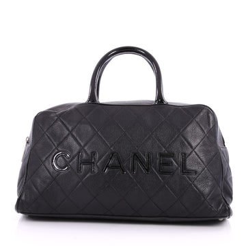 Chanel Vintage Logo Bowler Bag Leather with Patent Large 2977001