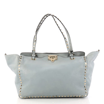  Valentino Rockstud Tote Soft Leather Medium Blue 2978203