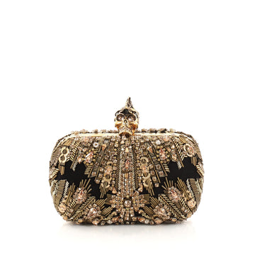 Alexander McQueen Skull Box Clutch Embellished Mesh Black 2978602