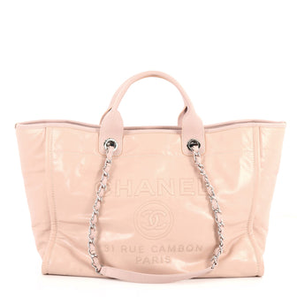 Chanel Deauville Chain Tote Glazed Calfskin Large Pink 2979701